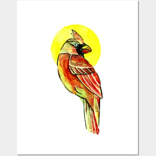 Northern Cardinal in Gold Posters and Art